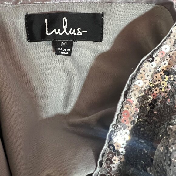 Lulus Sequin Silver Long Bell Sleeves Mini Dress Size M Sheath dress Party New - Picture 8 of 8